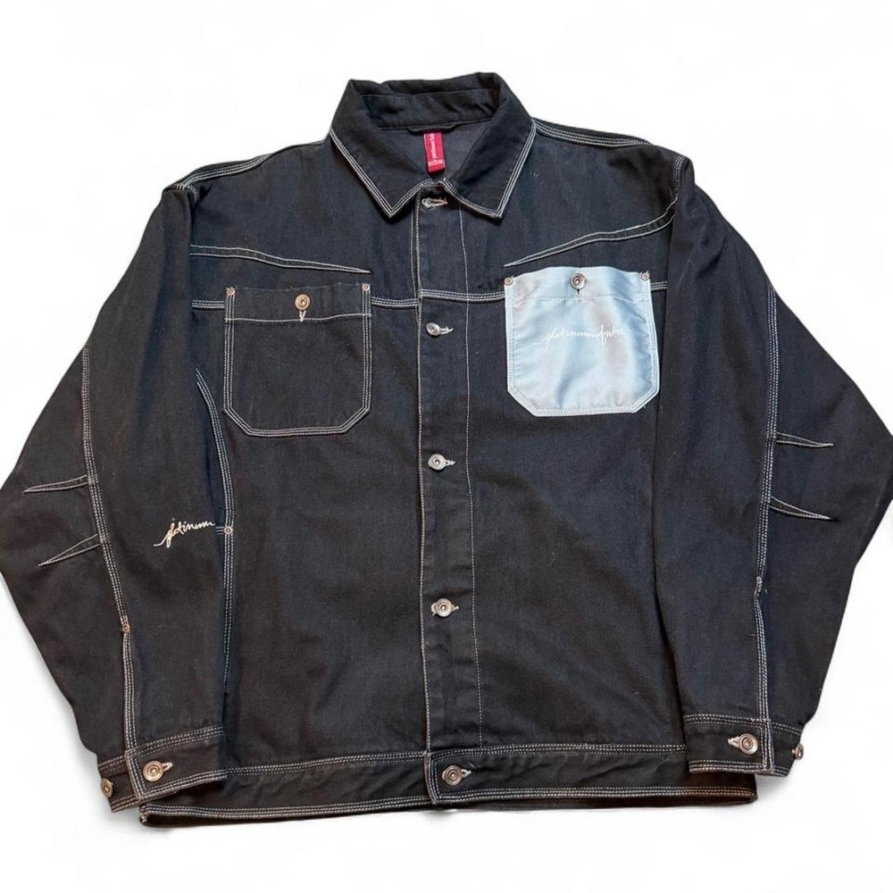 Fubu Platinum fat Albert streetwear black denim jacket size XL